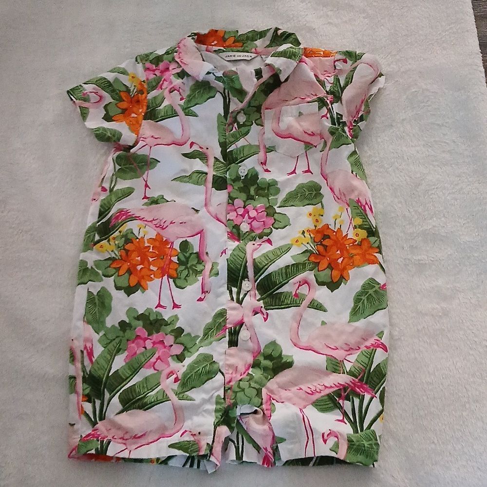 Janie and Jack flaming and tropical print short sleeve summer romper 6-12 months